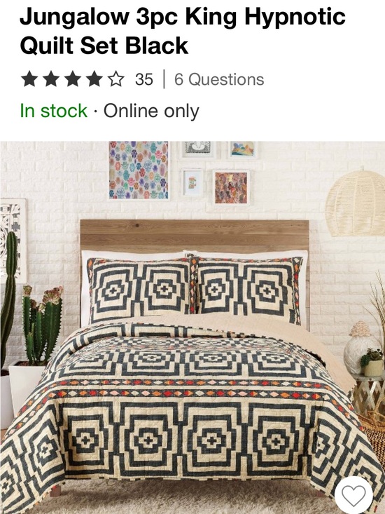 Jungalow Other - Hypnotic 3-Piece King Quilt Set — Black and Cream Geometric.